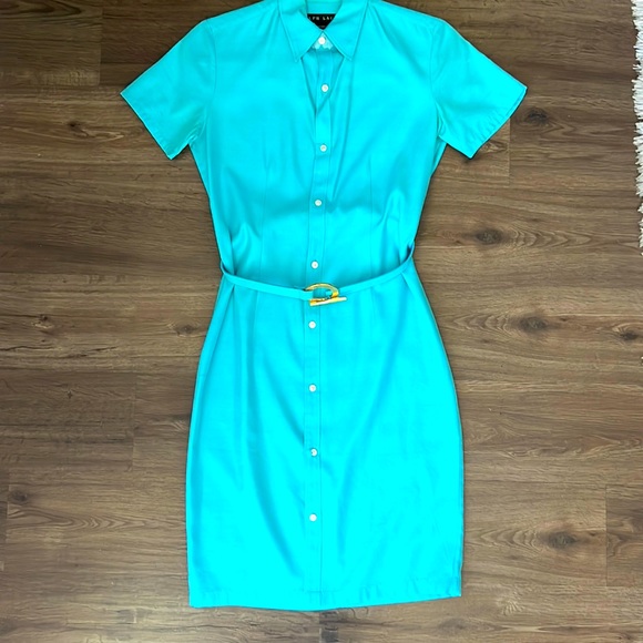 Ralph Lauren blue/teal button-down dress - Picture 1 of 6